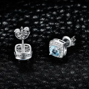 JewelryPalace Pagalvėlė Originali Dangus Mėlynas Topazas Stud Auskarai 925 Sterlingas Sidabro Auskarai Moterims Earings bižuterijos