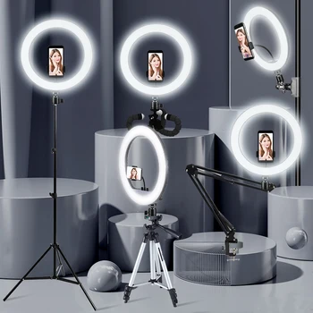 Selfie Žiedas, Šviesos, Fotografijos, šviesos, led ratlankio lempa su mobiliojo telefono Laikiklis didelis trikojis stovas, skirtas tik 