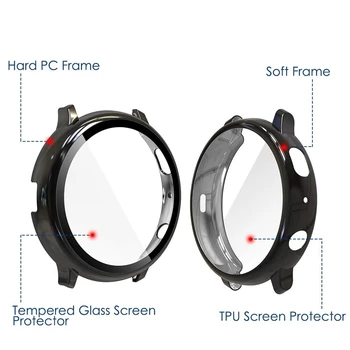 Samsung galaxy žiūrėti aktyvios 2 atveju 44mm 40mm su Grūdinto Stiklo Screen Protector, plėvelės, pilnos Apsaugos Hard Cover Bamperis
