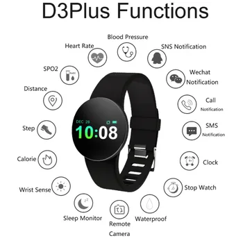 D3 Plus Smart Apyrankę Širdies ritmo Monitorius 