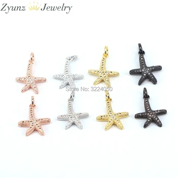 10VNT ZYZ175-9479 Star / Starfish Kubinių Zirconia (CZ Mikro Nutiesti Žavesio Dėl Apyrankės & Karoliai Pakabukas Pakabukai Moterų Papuošalai