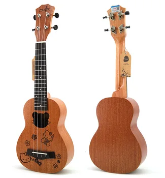 21 colių, raudonmedžio aukštų moterų animacinių filmų havajų gitara Sapele raudonmedžio 4 styginių Havajų gitara instrumentas