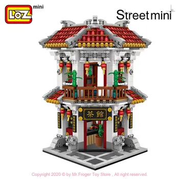 LOZ Mini Blokas Mini Chinatown Didelis Kinijos Gatvės Kinų Arbatos Tradicija Namas Vaistinė Inn Specialusis Modelis 