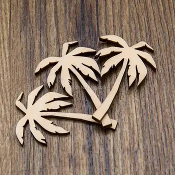 Pjovimas lazeriu Mediniai Palm tree Tag Papuošalai, nebaigtų medienos apdaila, medžio Palmių formos, dekoras