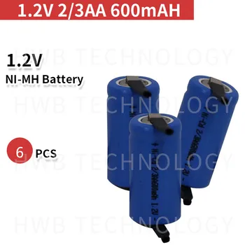 6pcs/daug AA Ni-Cd 1.2 V 2/3AA 600mAH įkrovimo baterija (akumuliatorius NiCd įkrovimo Baterijas - Mėlyna Nemokamas Pristatymas