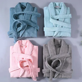 Minkštas Mėgėjams Skraiste Medvilnės Toweling Terry Chalatas Kimono Suknelė Vyrų Viešbutis Skraiste Vyrų Ir Moterų Pižamą Atsitiktinis Sleepwear Namų Drabužiai