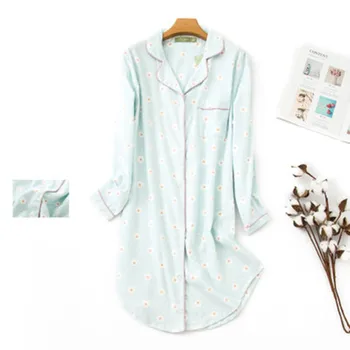Grynos Medvilnės Moterų Dygsnio Nightdress Pledas Femme Sleepwear Didelis Dydis Sexy Ilga Pyjama 2020 Mados Homewear