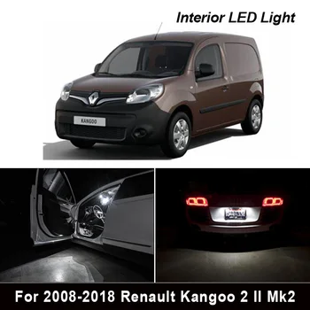 9Pcs LED Licenciją plokštelės lempa Renault Kangoo 2 II Mk 2008-2018 Automobilio LED lemputę Interjero Skaityti Žemėlapį Dome light kit