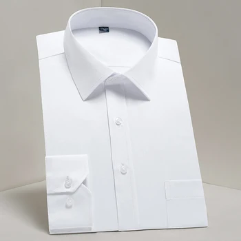 Plius Dydžio vyriški Pagrindinis Standartas-tinka ilgomis Rankovėmis Suknelę, Marškinius, kurių būvis Kietas/dryžuotas Oficialių Verslo Baltas Darbo pareigas, Klasikinis Vyrų Marškinėliai