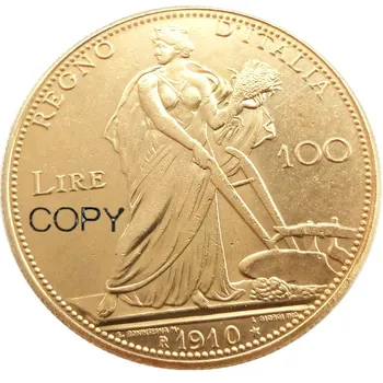 1910 Italija 100 Lire Auksą, Sidabrą, Kopijuoti Papuošti Monetos