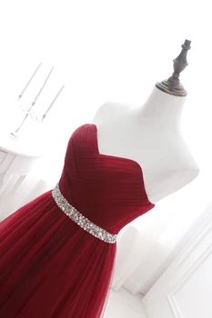 Paprasta 2020 M. Moteris Vyno Raudoną Vakarinę Suknelę Oficialų Tiulio Suknelės Brangioji Iškirpte China Zawalcowany Prom Baigimo Šalis Suknelė