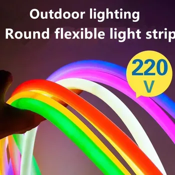 220V 230V led neon virvę juostelės juostelės šviesos 2835 juosta atspari vandeniui ip65 ip67 su maitinimo kištuko RGB šiltai balta mėlyna žalia raudona rožinė