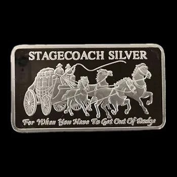 10 vnt nemagnetiniai Stagecoach sidabrinės 1 OZ sidabro padengtą monetos luito ženklelis 50mm x 28 mm luito kolekcines, apdailos juostą