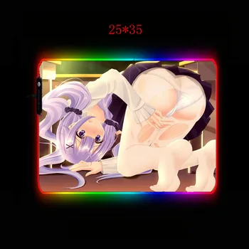 Mairuige Seksuali Mergina Is Anime Žaidimų RGB Didelis Pelės Mygtukai Žaidėjus Didelis Pelės Kilimėlis Kompiuterio Pelės Mygtukai Led Apšvietimu Pašvietimo Stalas Padas