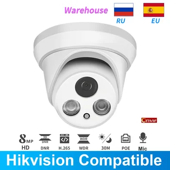 Hikvision Suderinama IP Kamera 5MP 8MP PoE Dome Build-in MIC VAIZDO 2MP, IR 50m ONVIF H. 265 Plug&play Vaizdo Stebėjimo Kameros
