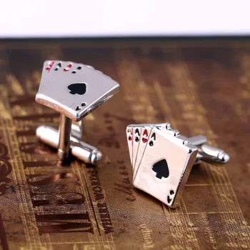 12Pairs/daug Dabar Matote Mane 4A Pokerio Modelis rankogalių segtukai Metalo Lydinio, Tinka Vestuvių Dovana Verslo Marškinių rankogalių segtukai Gerbėjai HC11308