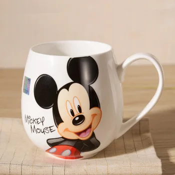 Mickey Mouse Tiesiai gėrimo taurė Cartoon Minnie Keraminiai Puodeliai Pieno Rankena Kavos Puodelis