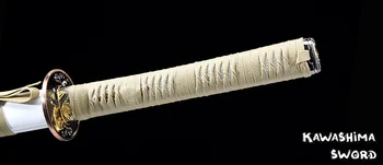 41Inches-Nekilnojamojo Kardas 1060 Didelis Anglies Plieno Full Tang Ryškumą Paruoštas Pjovimo-Japoniška Katana-Balta/Aukso