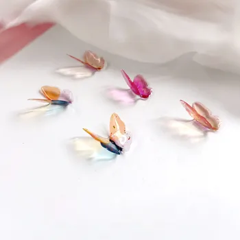 Naujas stilius 30pcs/daug giltter/color print gyvūnų, animacinių filmų drugelio formos Epoksidinės karoliukai, pakabukai 