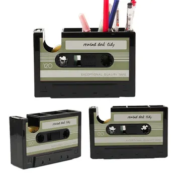 Hot-Cassette Tape Dispenser Rašiklio Laikiklis Vaza Pieštuku Puodą Raštinės reikmenys Stalo Tvarkinga Konteinerių Biuro Kanceliarinės prekės Tiekėjas Dovana(juoda)
