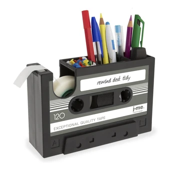 Hot-Cassette Tape Dispenser Rašiklio Laikiklis Vaza Pieštuku Puodą Raštinės reikmenys Stalo Tvarkinga Konteinerių Biuro Kanceliarinės prekės Tiekėjas Dovana(juoda)