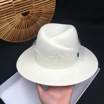 Vasaros mados m fedoras balta moteriška skrybėlė aukštos kokybės nėriniai saulės jautrūs saulės vilna Panama