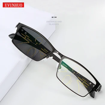 EVUNHUO Naujų, pažangių multifocal perėjimas akiniai nuo saulės vyrų photochromic skaitymo akiniai taškų už reader netoli Toli akyse 1.0-3