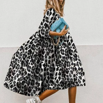 Vasaros Suknelė Moterims Derliaus Gėlių Leopardas Spausdinti Laisvi A-Line Dresses Elegantiškas Pusę Rankovės O Kaklo Ponios Šalis Suknelė Vestidos 2020 M.