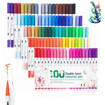Spalvų StraightGel Pen Nustatyti 48/100 Spalvinga Kūrybinių Modeliavimo Meno Fontmild Linijinės Teptuku Pen