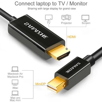 SAMZHE Mini Displayport į HDMI suderinamus Kabelio Adapteris Mini DP, kad Keitiklio Kabelį 