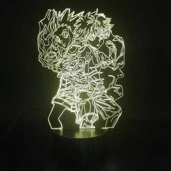 Medžiotojas Gon ir Killua 3D Lempos Kietas Metu Paauglys, už Lovos Dekoratyvinis Palieskite Jutiklio Šviesus Bazinė Led Nakties Šviesos Lempos