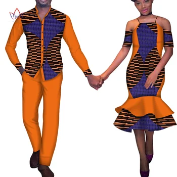 Afrikos Porą Drabužių Afrikos Suknelės Moterims heidi bazin Riche Afrikos Vyrų Spausdinti Viršaus ir Kelnės Vestuves Drabužius WYQ378