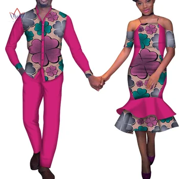 Afrikos Porą Drabužių Afrikos Suknelės Moterims heidi bazin Riche Afrikos Vyrų Spausdinti Viršaus ir Kelnės Vestuves Drabužius WYQ378
