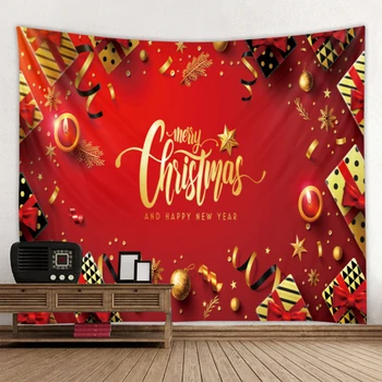 Kalėdų gobelenas Kalėdų eglutės fone, sieniniai gobelenai atostogų apdaila, namų apyvokos daiktai, didelės antklodė 7 dydis