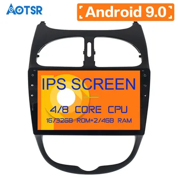 Aotsr HD 1024X600 1 din 9inch 4 Core Android 9.0 Automobilių DVD Grotuvo Peugeot 206 Auto GPS Navigacija Radijo Multimedijos AUTOMOBILIŲ BT WIFI