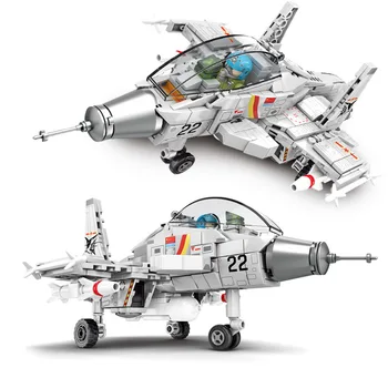Sembo Blokai Karinio Sraigtasparnio Modelis Q Versija J-15 Orlaivių Kovotojas Švietimo Plytų Žaislai-Geriausia Dovana Vaikams