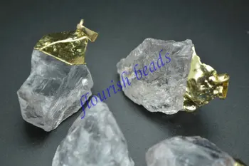 Aukso Spalvos Danga Natūralus Kristalinis Kvarcas Grubus Nereguliarus Laisvas Mineralinės Akmens Karolius