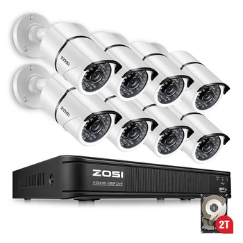 ZOSI HD-TVI 8CH 1080P DVR Rinkinys 2.0 MP Saugumo Kamerų Sistema, 8*1080P, Diena/Naktis Viziją, Neperpučiamas Namų VAIZDO Stebėjimo Kameros