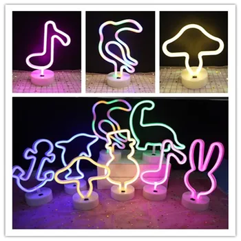 Kalėdų Dovana LED Neon Light Triušis Sniego Grybų Pasirašyti Neoninės Lempos partijų Vestuvių Miegamasis Namų Dekoro Naktį Lempa USB/Baterijos