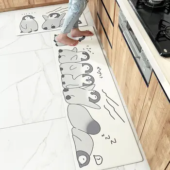 Japonijos Panda Pingvinas Animacinių filmų Virtuvės Kilimėlis PU Odos Anti-Nuovargio Kilimėlis Oilproof Vandeniui Virtuvės Grindų Kilimėlis