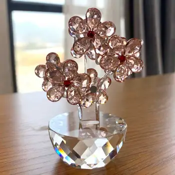 K9 Kristalų Slyvų Žiedų Figūrėlės Stiklo Gėlių Prespapjė Unfading Puokštė Skulptūra Ornamentu Fengshui Amatų Dekoro Ir Namų Dekoro