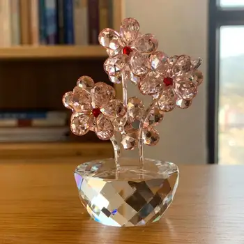 K9 Kristalų Slyvų Žiedų Figūrėlės Stiklo Gėlių Prespapjė Unfading Puokštė Skulptūra Ornamentu Fengshui Amatų Dekoro Ir Namų Dekoro
