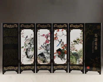 ( Mini ) Išskirtinį Kinijos Rankų Darbas Lako Tapybos Paukščių Gėlių Lankstymo Ekranas