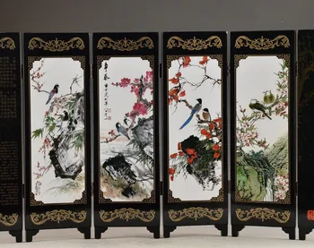 ( Mini ) Išskirtinį Kinijos Rankų Darbas Lako Tapybos Paukščių Gėlių Lankstymo Ekranas
