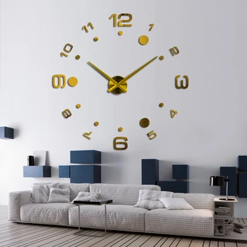 Naujas vintage Sieninis Laikrodis Akrilo Laikrodžiai Kvarciniai Laikrodžių Reloj De Sumalti Kambarį Šiuolaikinės 3d Veidrodis Lipdukai Horloge Namų Klok