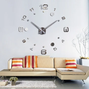 Naujas vintage Sieninis Laikrodis Akrilo Laikrodžiai Kvarciniai Laikrodžių Reloj De Sumalti Kambarį Šiuolaikinės 3d Veidrodis Lipdukai Horloge Namų Klok