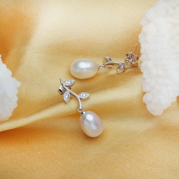 FENASY Natūralių Perlų auskarai, Perlų Papuošalai Choker Moterims Laisvalaikio Stiliaus 2017 Papuošalai 8-9mm Perlų Žavesio Bohemijos auskarai