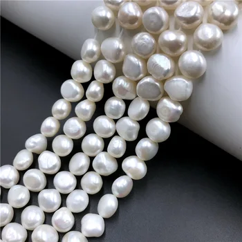 AAA Gėlavandenių Baltųjų Perlų Karoliukus, 9-10mm Baroko Geniune Perlai Turas Dirbtiniu būdu išaugintų Perlų, 