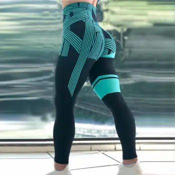 High Waisted Klubo Iki Jogos Kelnės Moterims, Veikia Fitneso Sportas Antblauzdžiai 3D Skaitmeninio Dryžuotas Pieštuku Kelnės Skinny Treniruotės Kelnės