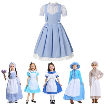 Mergaitė Vaikai Tarnaitė Suknelė Cosplay Alice Fancy Dress Dorothy Apranga Sielovados Stiliaus Motinos Močiutė Kostiumas